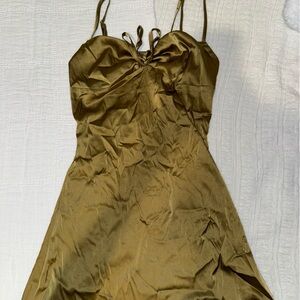 Elegant Green Satin Dress